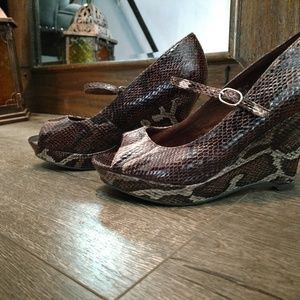 Brown snake skin heels